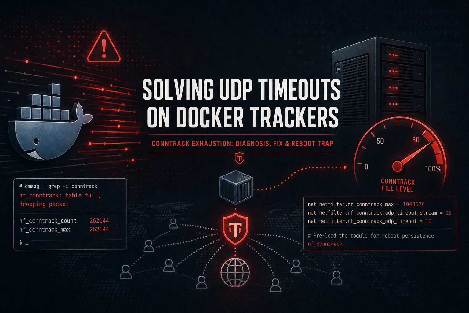 How nf_conntrack Overflow Causes Intermittent UDP Tracker Downtime with Docker